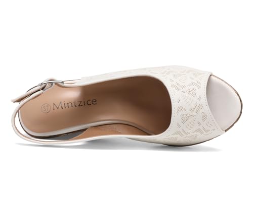 Mintzice Women's Peep Toe Casual Comfortable Dressy Adjustable Buckle Strap Slingback Platform Wedge Sandals4