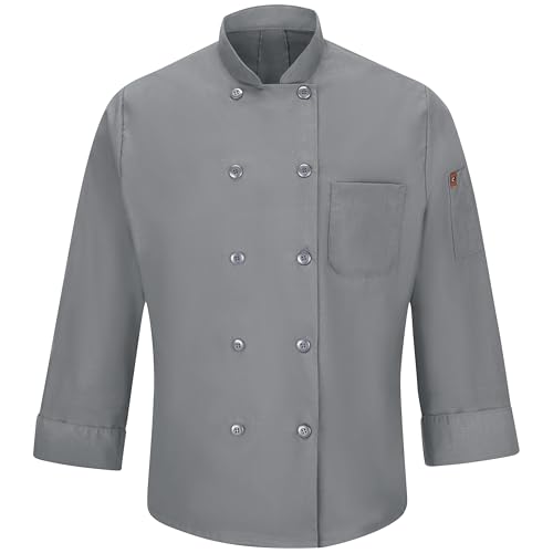 Image of Red Kap Men's Long Sleeve Ten Button Chef Coat with Mimix and Oilblok