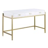 Best Master Furniture Trish 3 Drawer Computer Desk, Gold