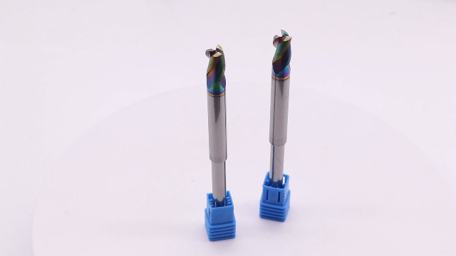 Image of 2Pcs 5 /16 inch 3 Flute Solid Carbide Long Reach Square End Mill, DLC Coated | 37 Helix, 5 /16 inch Cutting Dia, 1 /4 inch Reduced Shank For Router, 1 /2 inch LOC, 3-3 /4 inch OAL, for Milling Aluminum and Copper