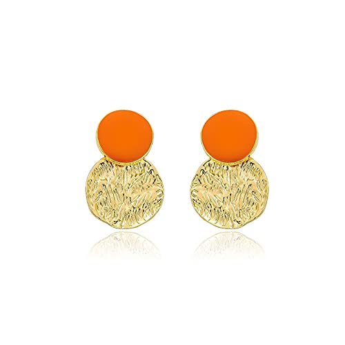 Zxxmeet Women's orange disc earrings