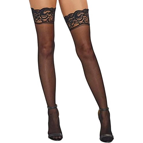 JFAN Medias para Mujer de Encaje Antideslizante de Seda Pantyhose de Medias Altos de Muslo Una Talla
