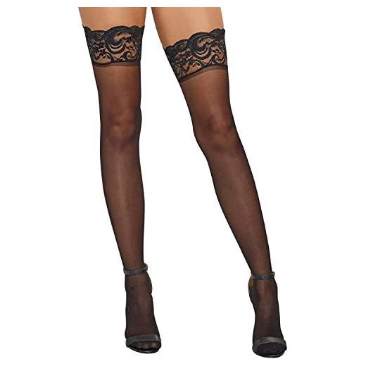 JFAN Medias para Mujer de Encaje Antideslizante de Seda Pantyhose de Medias Altos de Muslo Una Talla