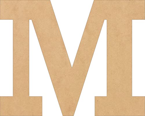 6 Inch Wooden Block Letter for Kids, Unfinished M Nursery Decor Wood Alphabet, Paintable MDF Craft, Rockwell Font