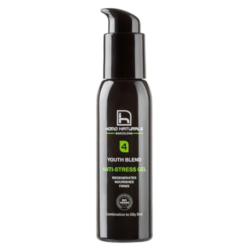 Homo Naturals Gel antiarrugas hombre Natural - Crema hidratante facial hombre ácido hialuronico y Bakuchiol - Crema cara hombre - Crema antiedad - Tratamiento facial ideal piel grasa - 100 ml (Gel)