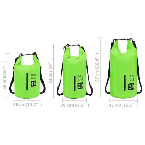 Pemberly Row Bolsa Seca de PVC, Capacidad 5.3 gal, Ligera y Duradera, Acabado Verde y Negro, 14.2" x 24", Diseño con Cierre Impermeable, Correas Ajustables para Hombro, Plegable para Actividades al Aire Libre miniatura 6