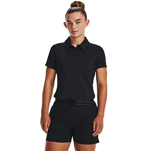 Under Armour Women's Standard Zinger Short Sleeve Polo, (001) Black/Jet Gray/Metallic Silver, Small