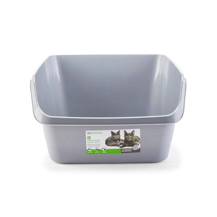Image of So Phresh by Petco Scatter Shield High-Back Litter Box Grey X-Large 24 inch L X 18 inch W X 10 inch H