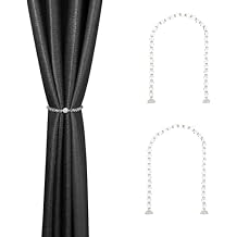 SUQ I OME 2 Pack of Crystal Pearl Beaded Curtain tiebacks Magnetic Curtain Tiebacks Holdbacks Curtain Clips Curatin Holder Blingbling Curtain Holdbacks for Drapes Crystal White 35cm