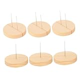 Tofficu 6 Stück Teiliges Filzpuppen Ständer mit Doppel und Einzelnadeln aus Stahl Holzsockel Handgefertigter Filz Puppenhalter für Tierfiguren und Häkelpuppen Minimalistischer Naturstil