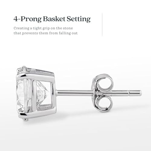 KEZEF Sterling Silver Stud Earrings for Women & Men | 7mm Cubic Zirconia Earrings Studs 4-Prong Setting - 14K White Gold Premium CZ S925 Hypoallergenic by KEZEF - Used condition - Image 4