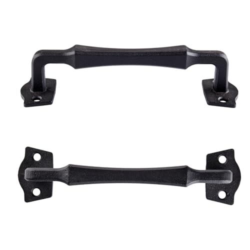 Image of 10 Inch Colonial Tapered Barn Door Handle - Black Cast Iron Pull for Sliding Doors, Gates, Sheds, Fences, Closets - Indoor Outdoor Farmhouse Hardware