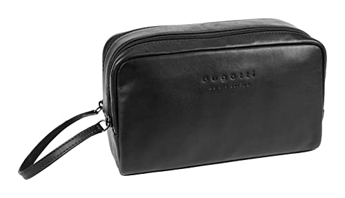 bugatti Corso Kulturbeutel Herren Leder Vintage, Schwarz, S