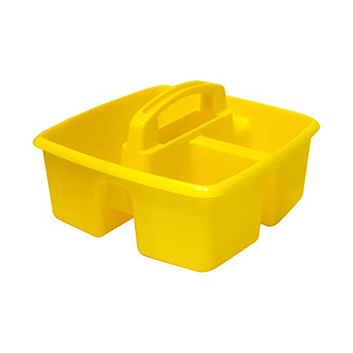 Image of Storex 3-Compartment Small Caddy - Multipurpose Classroom Organizer with Handle, Yellow, 6-Pack (00950U06C)
