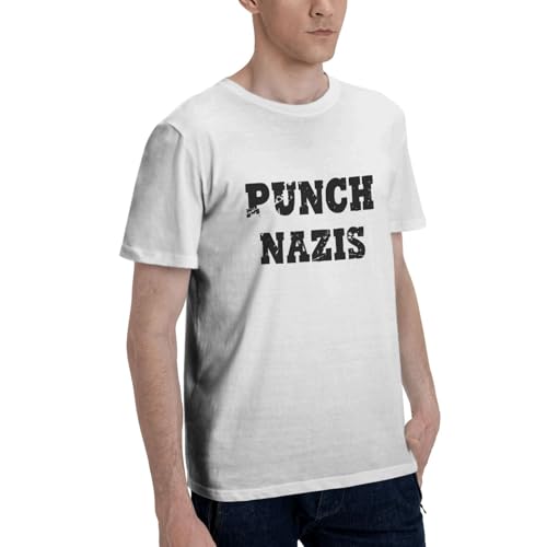 Punch Na-Zis Anti-Fascist Hate Protest T Shirt Round Neck Cotton Short Sleeves Shirts for Men3