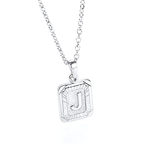 U7 A-Z 26 Letters Pendant Men Womens Fashion Jewelry Platinum Plated Square Pendants Capital Initial J Necklace #TOP6