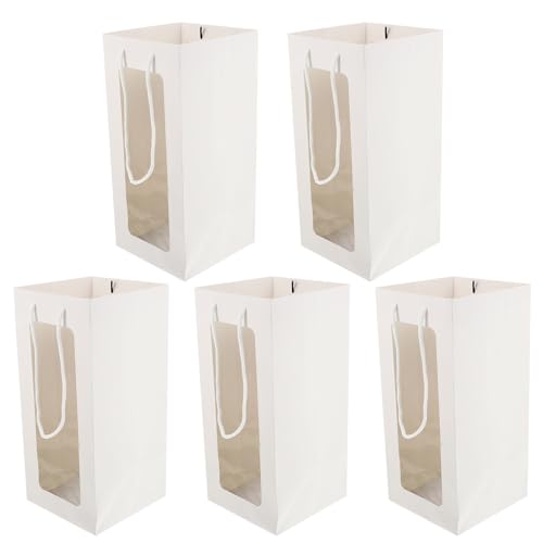 ledmomo 紙袋 花束 バッグ 生け花 花ラッピング フラワーラップバッグ 手提げ袋 手提げボックス プレゼント 包装資材 花屋用 5枚入り ホワイト