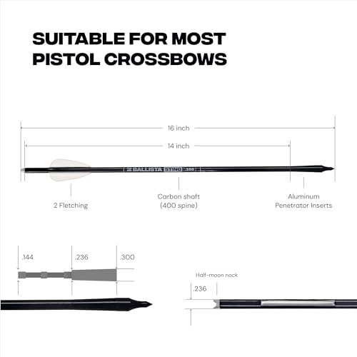 image for BALLISTA Sting Mini Crossbow Bolts Carbon Arrows with Field Tips, Half