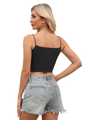 Image of Buauty 2 & 4 Packs Crop Tank Top for Women, Basic Solid Cropped Double Layer Spaghetti Strap Short Sleeveless Camisole