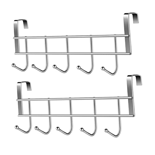 Cabilock 2pcs Stainless Steel Door Back Coat Hook Towel Rack Coat Hangers Bathroom Towel Hook Door Hanger Decorative Wall Hook Thickened Kitchen Tools Organizer Multi-Functional Door Hook