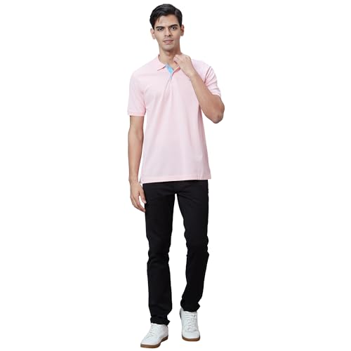 Image of Park Avenue Slim Fit Pure Cotton Print Pattern Polo Neck Casual T-Shirt
