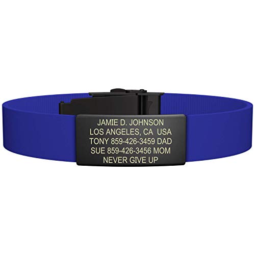 ROAD iD Elite Medical Alert Bracelet for Men and Women - Trim-to-Fit Customized Silicone Bracelets for Identification & Medical Information for Athletes and Travelers - Engraved Official ID Wristband
