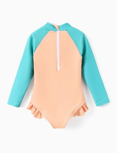 Image of Disney Frozen Stitch Princess Minnie Mouse Girls Swimsuit Long Sleeve Rashguard UPF 50 One Piece Bathing Suit Size 3M-13Y
