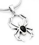 Simulated Black Onyx Widow Sterling Silver Spider Pendant Charm
