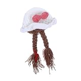 HONMEET Handmade Braided Woolen Hat for Baby Girls Toddler Photography Prop Warm Bowknot Cap 15.74X9.84 Inches Cozy Knit Accessory
