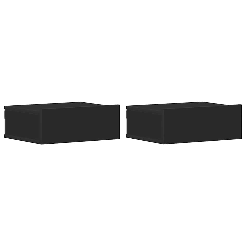vidaXL Comodini Pensili 2pz Neri 40x30x15 cm in Legno Multistrato