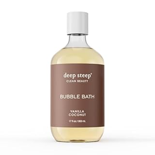 Deep Steep Vanilla Coconut Bubble Bath for Women, Hypoallergenic, Clinically Tested, Clean Formula for Sensitive Skin, Sulfate-Free, 17 fl oz Bottle, Essential Bath Accessories