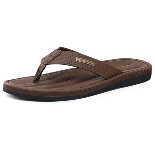 Image of MALIDA Mens Flip Flops Non-Slip Bathroom Shower Shoes Waterproof Cushion foam Indoor and Outdoor Thong Sandals