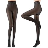 [unifun] フェイクタイツ 裏起毛タイツ レディース 透け感 ストッキング風タイツ 美脚 美尻 暖かい 極暖 防寒対策 伸縮性 ハイウエスト 冬 (ブラック 85g(15~25℃))