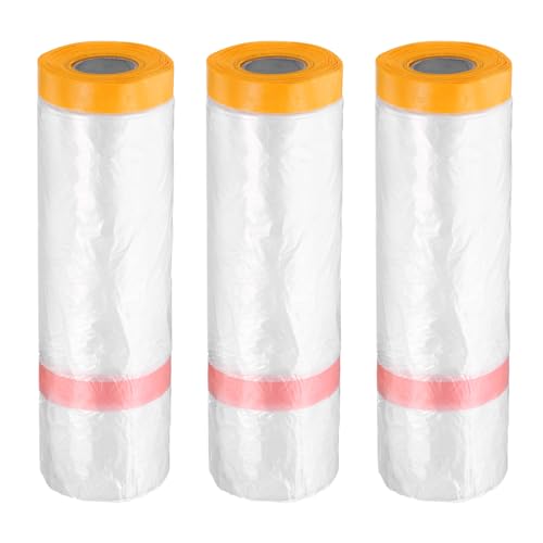 Film de masquage anti-bavure bâche plastique avec double ruban pour peinture sans coulure