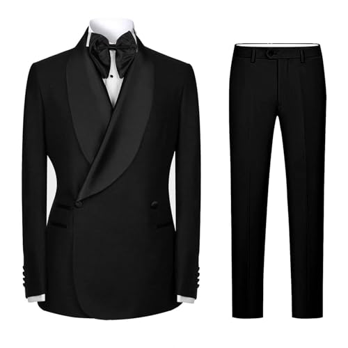 BONOYUER Mens 2 Pieces Groom Tuxedo Retro Linen Suits for