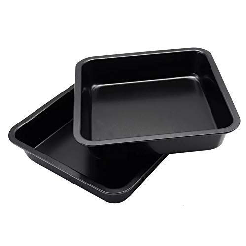 Zollyss Carbon Steel Square Bakeware Cake Pan Set – 2 Piece, Black