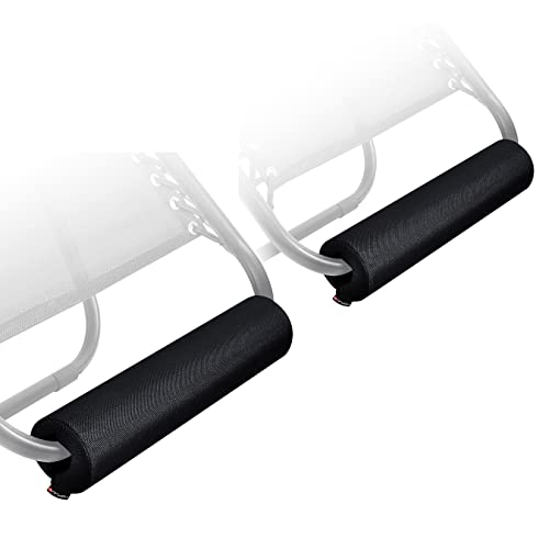 2 Pack Zero Gravity Chair Foot Rest, TOPJUM Footrest Cushion for Anti Gravity Folding Recliner, Footrest Padding for Patio Lawn Outdoor Chair, Lounge Accessory for Tall User (Black - Set of 2)