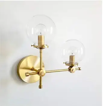REGAL SURVEY Brass Corded Electric Wall Sconce with 2 Holder Transparent Globe Shade