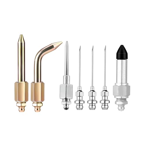 Norkmdi Car Grease Gun Needle Tip Kit, 7PCS Straight & Bent ＆ Rubber Tip Grease Joint Nipple Needle Nozzle Dispenser, Automotive Precision Greasing Injector Accessory, Universal for Vehicles