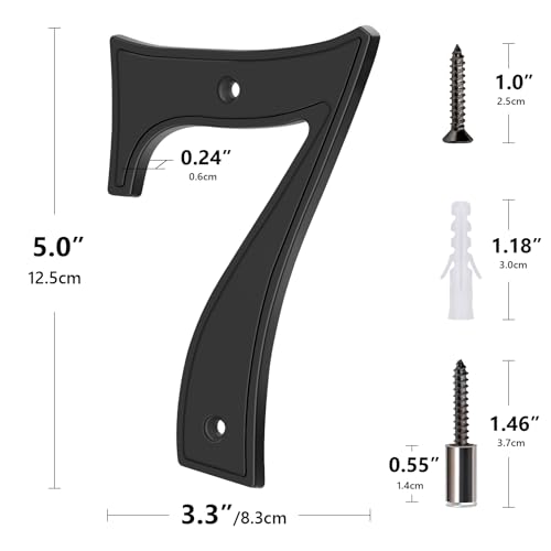 House Numbers 7, Emotionlite House Address Numbers, Black Large Modern House Numbers for Outside, Metal Mailbox Number, 5" Zinc Alloy Style by Emotionlite - Image 4