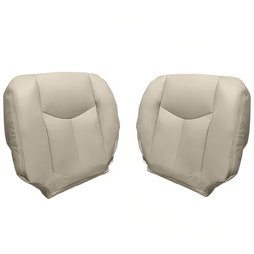 Lskioer Funda de asiento de piel perforada para parte inferior del lado del conductor y del pasajero, compatible con Cadillac Escalade 2003-2006, color marrón neutro claro