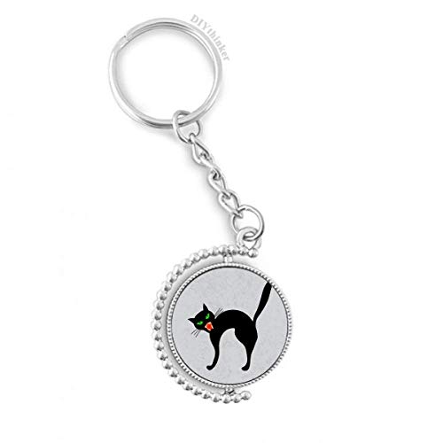 Llavero de Gato Negro de Halloween giratorio para colgar en tu mochila diaria
