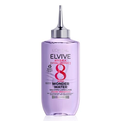L'Oréal Paris Balsamo Lamellare Elvive Wonder Water Hydra Hyaluronic, Per Dare Lucentezza a Capelli Disidratati, Senza Siliconi, 200 ml
