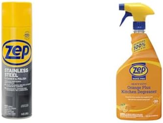 Zep Stainless Steel Cleaner and Polish + Home Pro Orange Plus Kitchen Degreaser - 14 oz. (1 Unit) ZUSSTL14 + 24 oz. (1 Unit) R49506 - The Ultimate Kitchen Cleaning Duo image 2