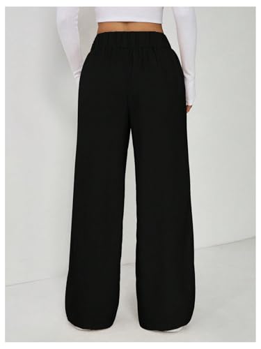 GORGLITTER Women's Work Wide Leg Dress Pants Button Front Pleated High Waist Trousers3