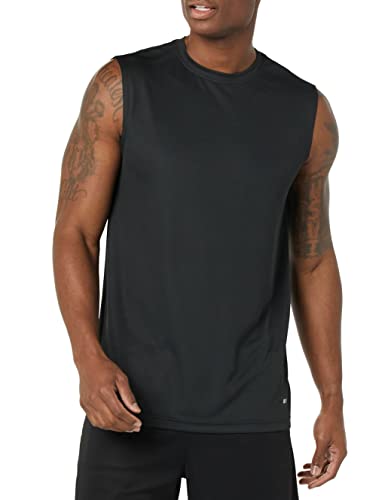 Amazon Essentials Camiseta Técnica sin Mangas, Musculación, Rendimiento Deportivo Hombre, Pack de 2, Negro/Verde Lima, L