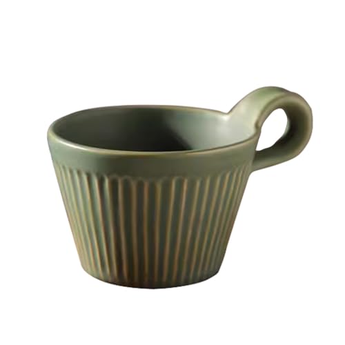 fwqnvSI Taza, taza de café, lindas tazas de café, taza, taza de café de cerámica japonesa, tazas vintage apilables con asas, taza de leche for desayuno en casa o oficina, 10.5 oz(Bronze Green)