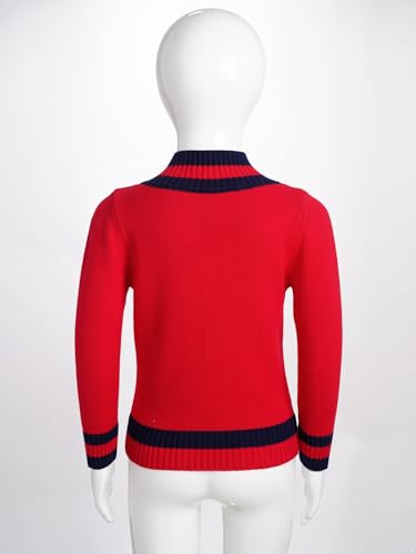 Boys Girls V-Neck School Uniform Sweater Top Casual Striped Long Sleeve Warm Pullover Kids Knitwear4