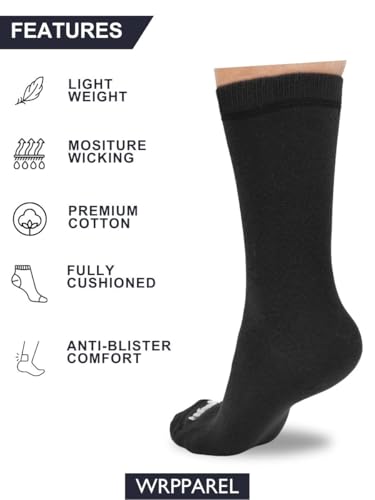 Men’s Cotton Crew Length Socks, Comfortable Cushioned Work, Business & Formal Socks Sizes 8–10/10–132