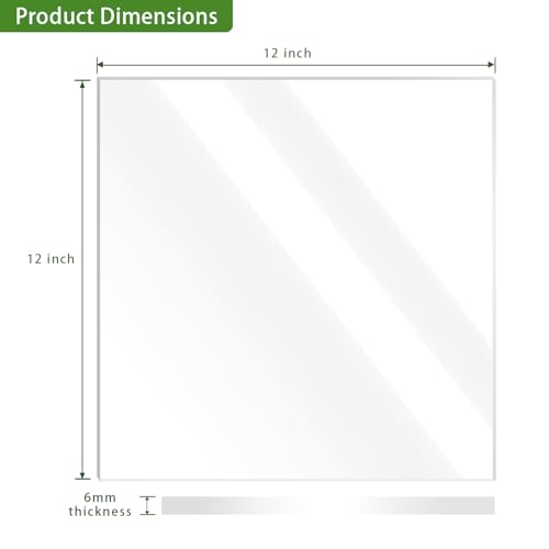 Image of Lesnlok 12 x 12 Frosted Acrylic Sheet 1 /4 inch Thick 6mm 2 Piece Bouble Sided Frosted Plexiglass Sheet,Transmittance 86%, for Decoration (2, Frosted Transparent, 12 x 12 x 1 /4)